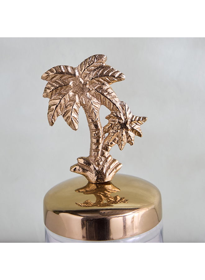 Home Box Sahra Decorative Metal Jar with Palm Lid - Image 3